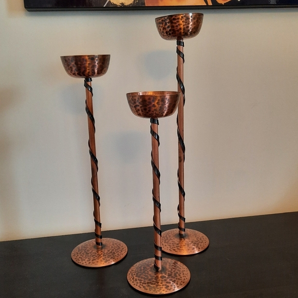 Vintage Graduated Copper Candlestick Holders by Fantasy Copperware Canada - Picture 4 of 10